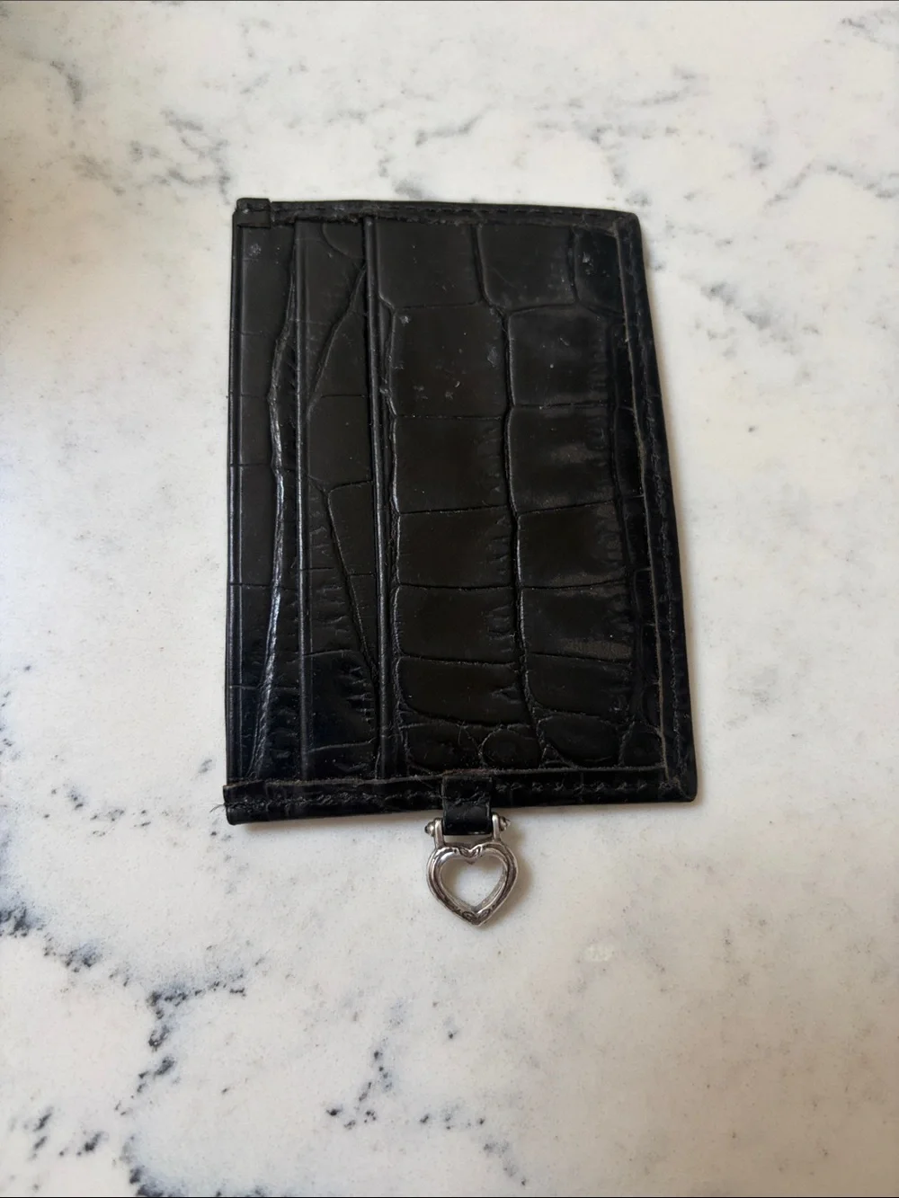 Brighton Black Card ID Holder with Heart Charm